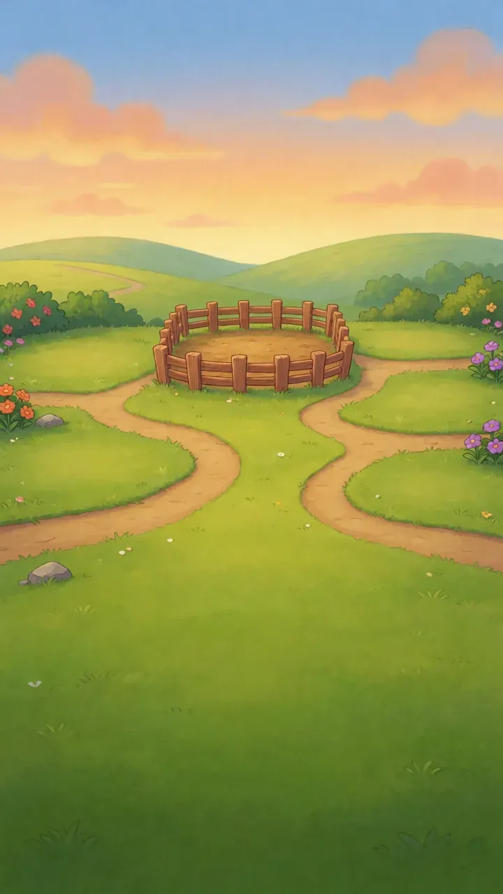 Barnyard Blasters background art, with Granny Juju in front
