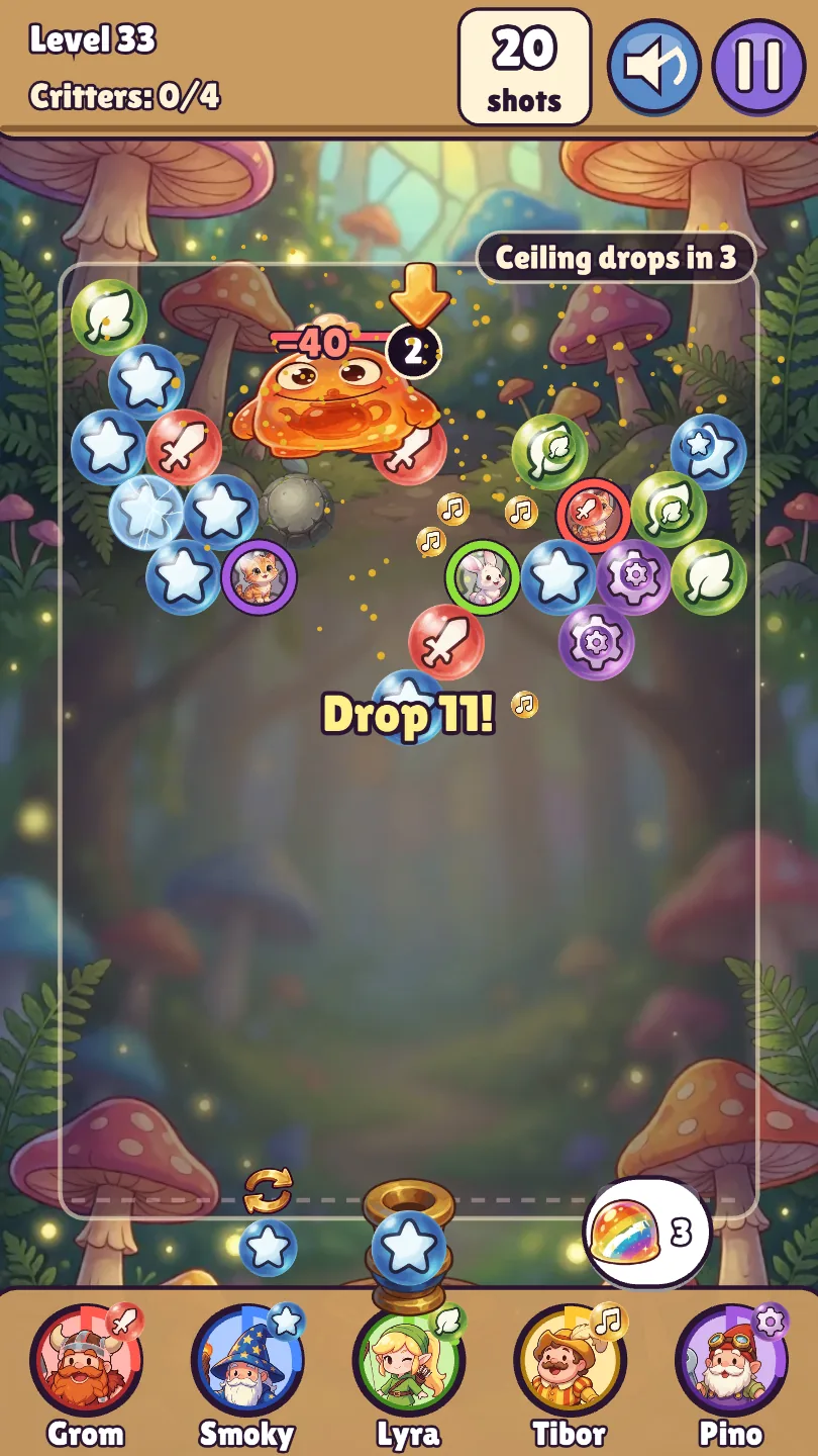 One shot, and eleven bubbles drop