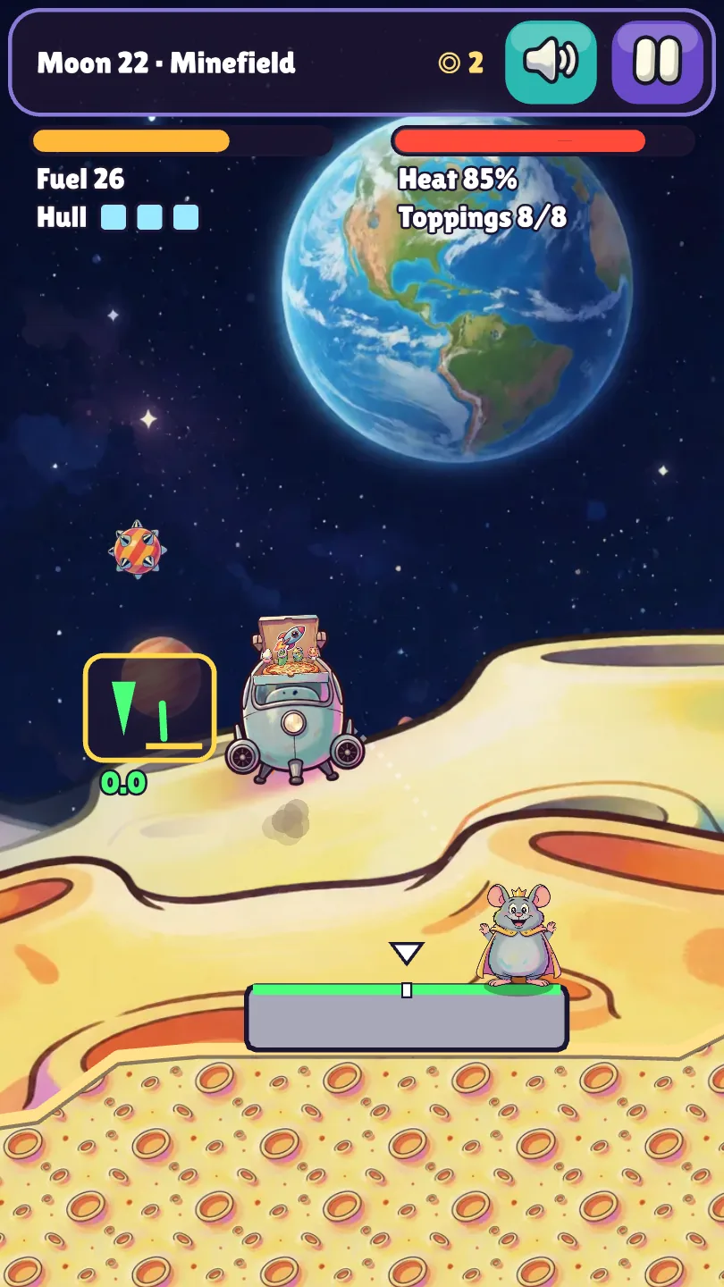 A minefield on the Moon, all eight toppings intact