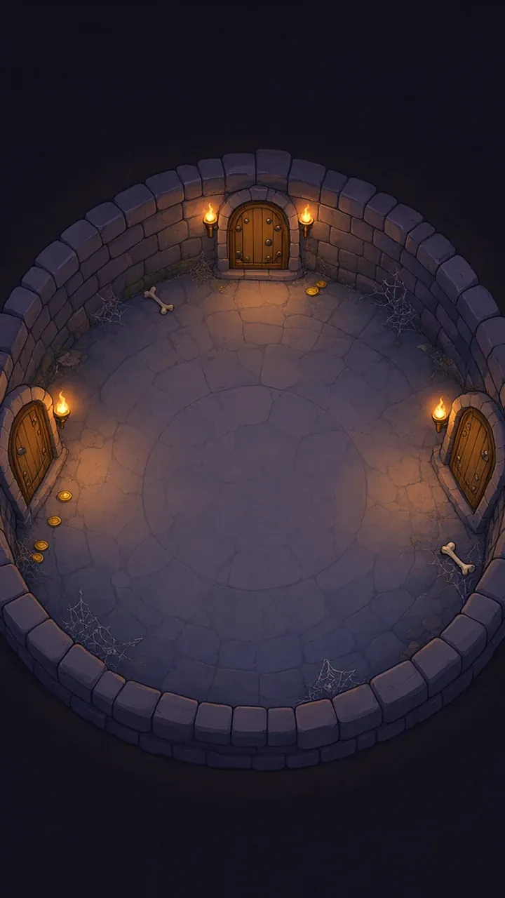 Dungeon Landlord background art, with Gorgo in front